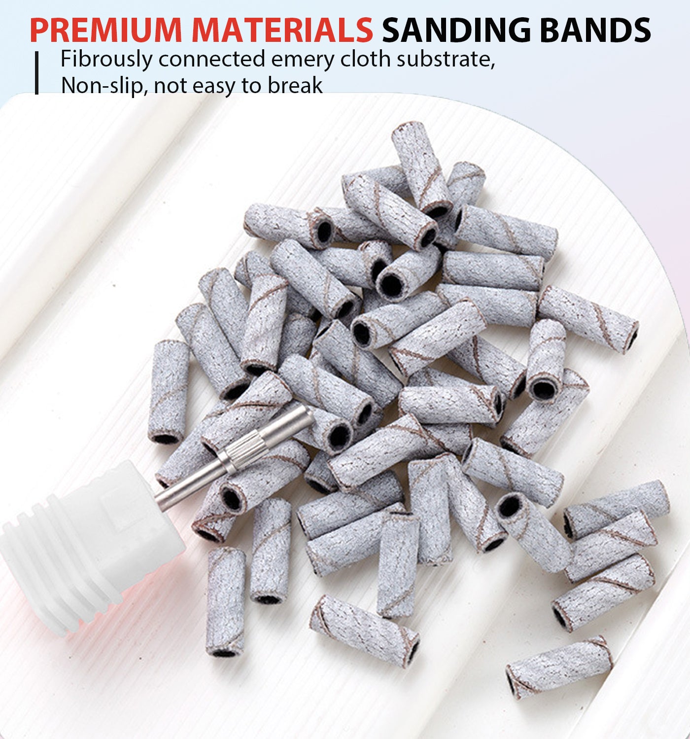 Lumcrissy 200Pcs Mini Nail Drill Bits Small Sanding Bands with 3 mm Mandrel Bit, 80 120 180 240 Fine Grit Nail File for Acrylic Nails Gel Manicures and Pedicure