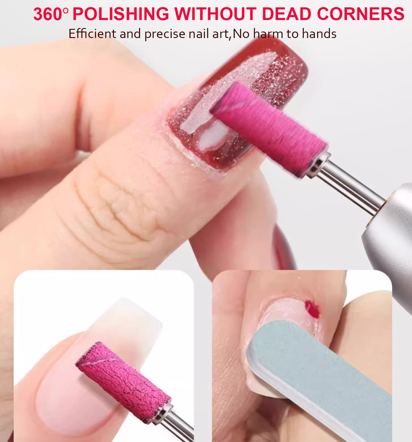 Lumcrissy 200Pcs Mini Nail Drill Bits Small Sanding Bands with 3 mm Mandrel Bit, 80 120 180 240 Fine Grit Nail File for Acrylic Nails Gel Manicures and Pedicure