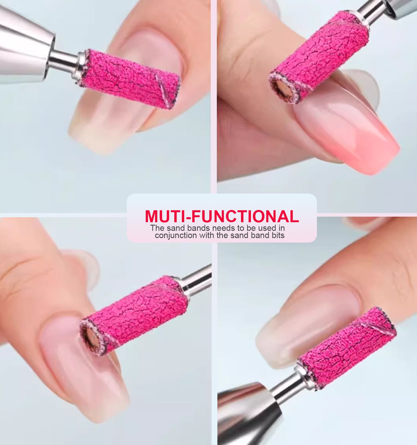 Lumcrissy 200Pcs Mini Nail Drill Bits Small Sanding Bands with 3 mm Mandrel Bit, 80 120 180 240 Fine Grit Nail File for Acrylic Nails Gel Manicures and Pedicure