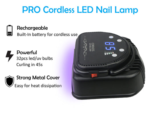 Professional Cordless LED Nail Lamp, Lumcrissy Rechargeable 64W Led UV Gel Nail Lamp, Wireless Nail Gel Machine,Nail Art Tool With Imported Lights Beads