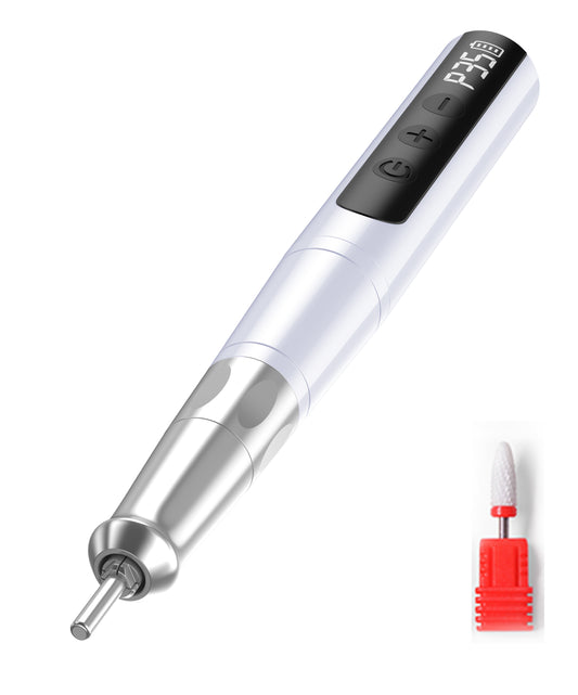 Lumcrissy Ultra-Quiet Cordless Nail Drill - 6H Rechargeable Coreless Motor, 1100mAh Pro Kit for Salon & Home Use (Pearl White)